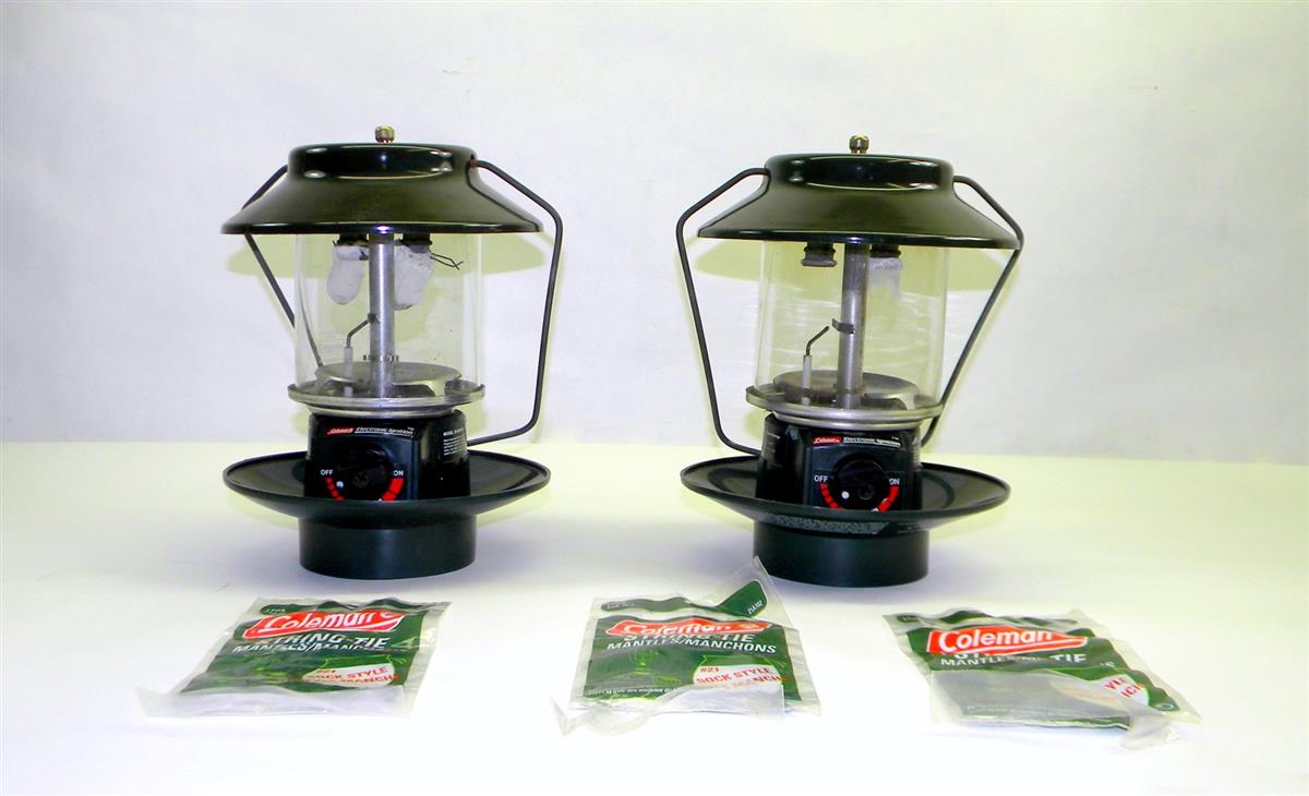 Lot of 2 Coleman Portable Propane Gas Lantern with Electric